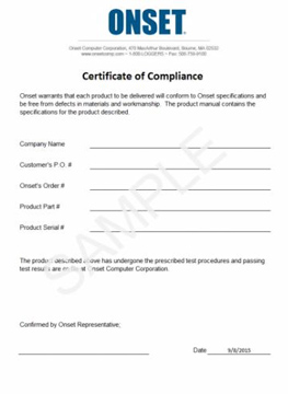 HOBO Compliance Certificate | Instrumart