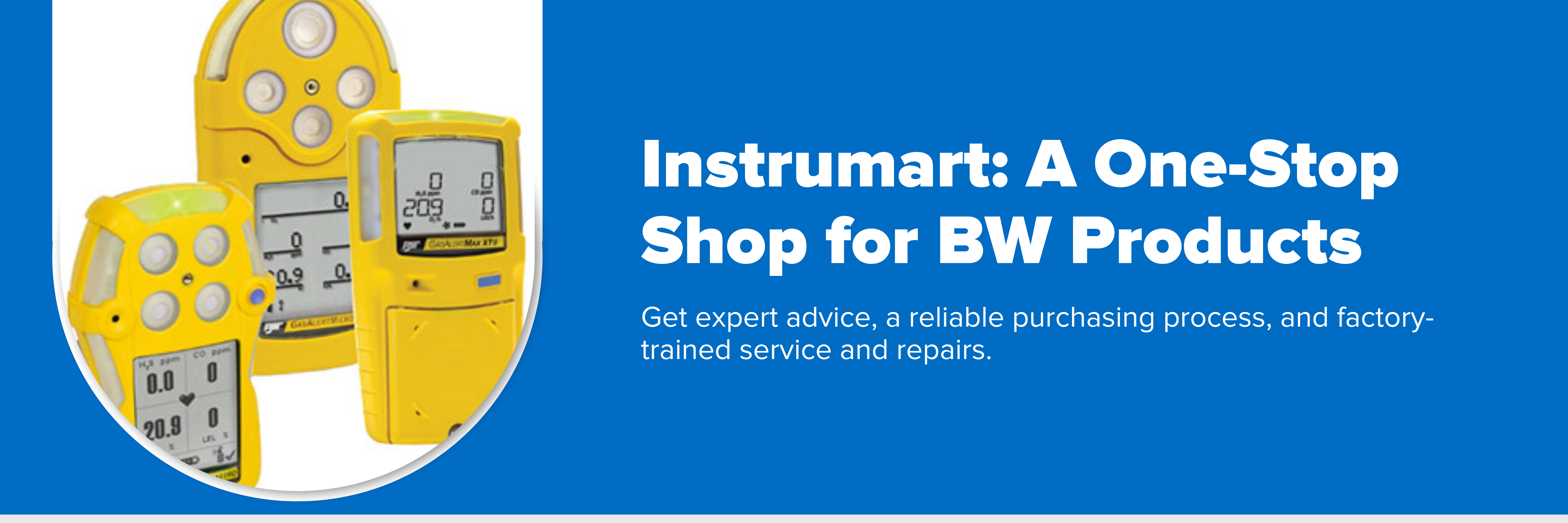 Header image with text "Instrumart: A One-Stop Shop for BW Products"